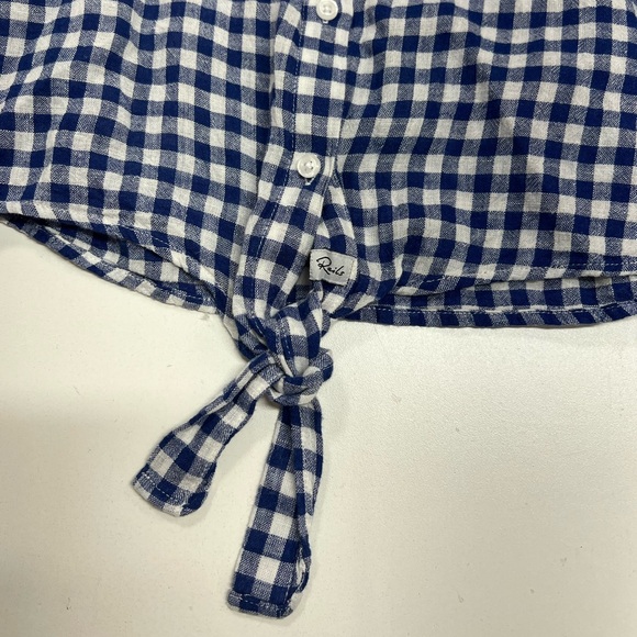 Rails Women's Blue Gingham Val Linen Blend Tie Front
Blouse Size XS Long Sleeve - Picture 8 of 15